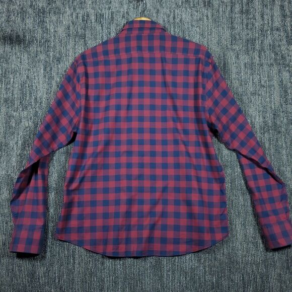 Twillory Shirt Mens XL Red Blue Plaid Button Up Untuckable Tailored Fit Cotton - Picture 3 of 13